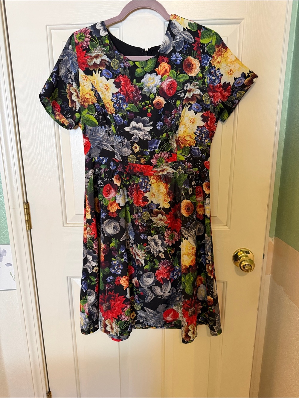 Forever 21 Black Floral Fit-and-Flare Dress